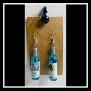 Handmade Wine Resin Bottle Drop Down Earrings